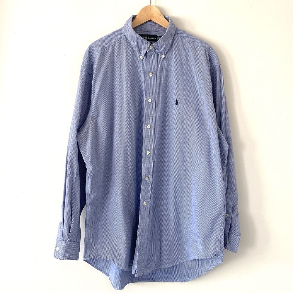 Polo Ralph Lauren Men's Blue Checker Button-Down Shirt Sz XL Preppy Business